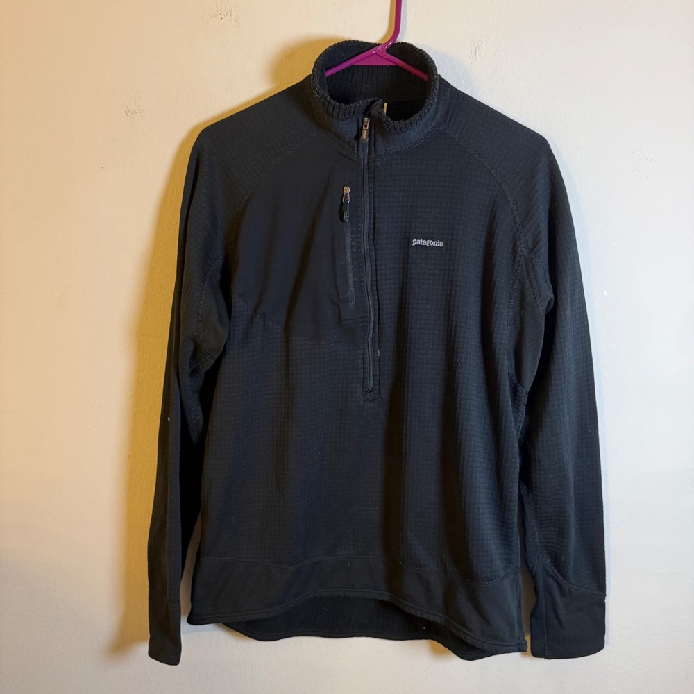 Patagonia R1 Regulator Fleece Pullover Mens Large Black Quarter Zip Made in USA